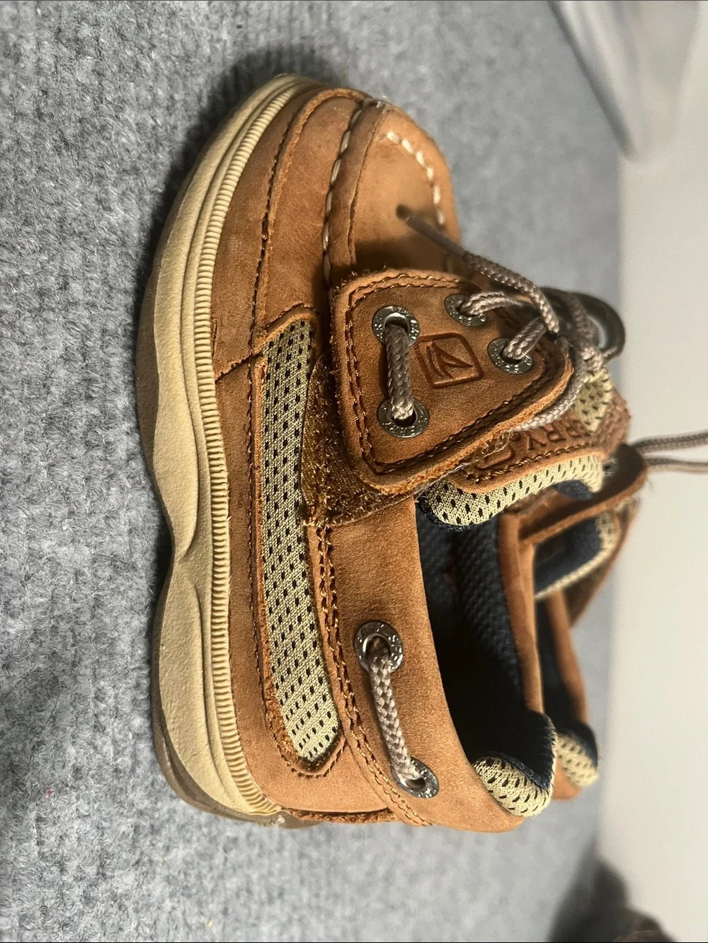 Sperry Kids Tan Boat Shoes with Lace-Up Detail